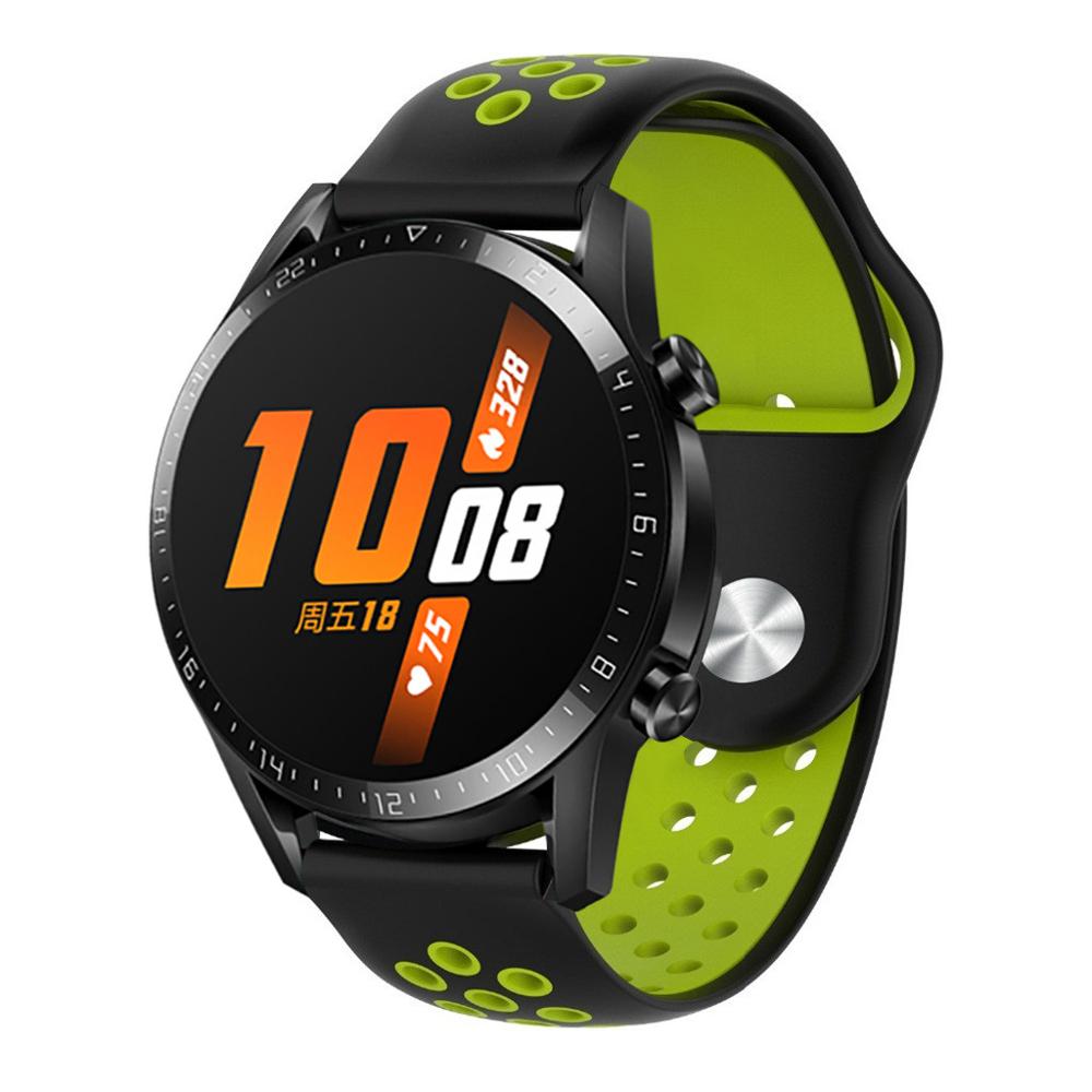 Silikon Edelstahl Ersatz Gurt Uhr Band Handgelenk Gurt für Huawei Uhr GT2 46mm Sport Ersatz Uhr Band: Silicone GN