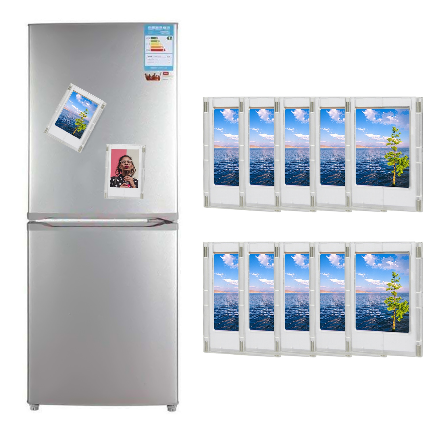 10 stk gratis kombination køleskabsmagnet magnetiske fotorammer til fujifilm instax mini 8 9 7s 70 90 3 tommer billeder