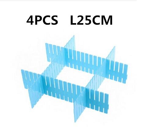 Divisor organizador da gaveta 32*7cm, 4 unidades,, armazenamento, roupa íntima, braçadeira, diy, rede, plástico, separador, caixa de jóias cl6215: 4PCS-blue-L25CM