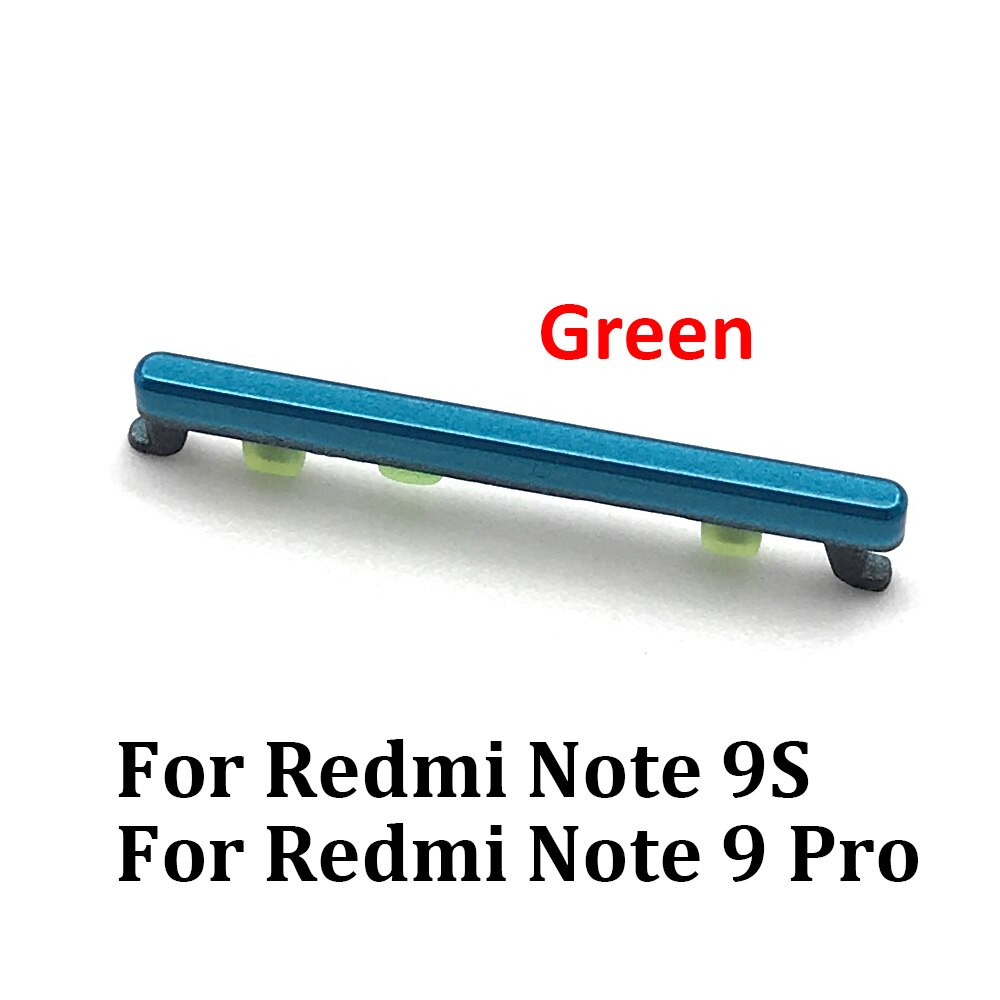 Botón de encendido y volumen para Xiaomi Redmi Note 9S 9 Pro, botón de encendido y apagado, reemplazo de tecla: green