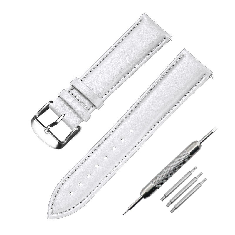 Soft Watch strap 8mm 10mm 12mm 14mm 16mm 18mm 20mm 22mm 24mm Men leather Women Watch band Part Purple Green Blue: WHITE / 22mm