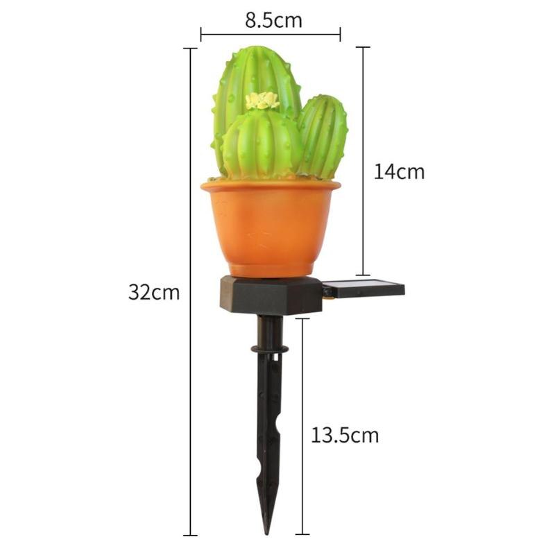 1pc solcellsdrivna trädgårdsled lampor frukt-form gräsmatta prydnad vattentät lampa ananas kaktus växt form: Trehuvad kaktus