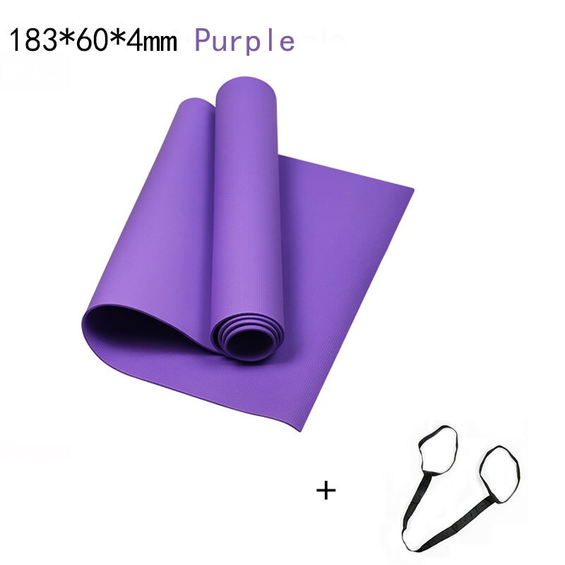 1830*610mm NBR and EVA Environmental Sports Yoga Mat For Beginner Non Slip Massage Mat Solid Color Exercise Gym Mat for Fitness: Purple 4mm