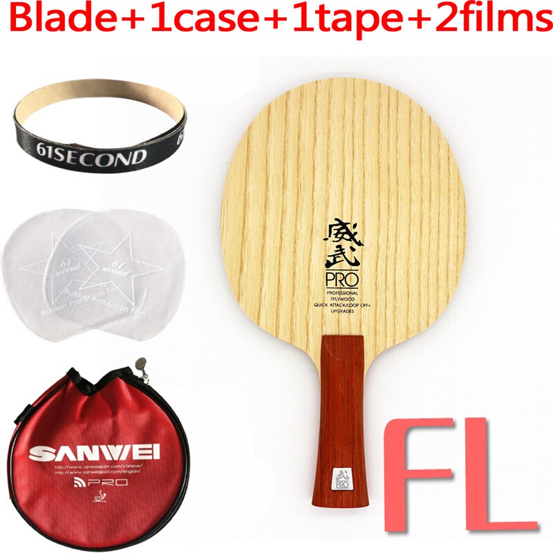 SANWEI-Pala de tenis de mesa V5 PRO, , 7 Madera contrachapada, quicky attack, bucle de apagado, pala de ping pong: FL with Y 1 case