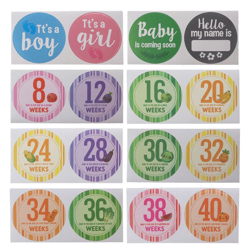16 Stks/set Zwangerschap Milestone Stickers Vrouwen Fotografie Wekelijkse Buik Kleding Stickers Week 8 - Week 40