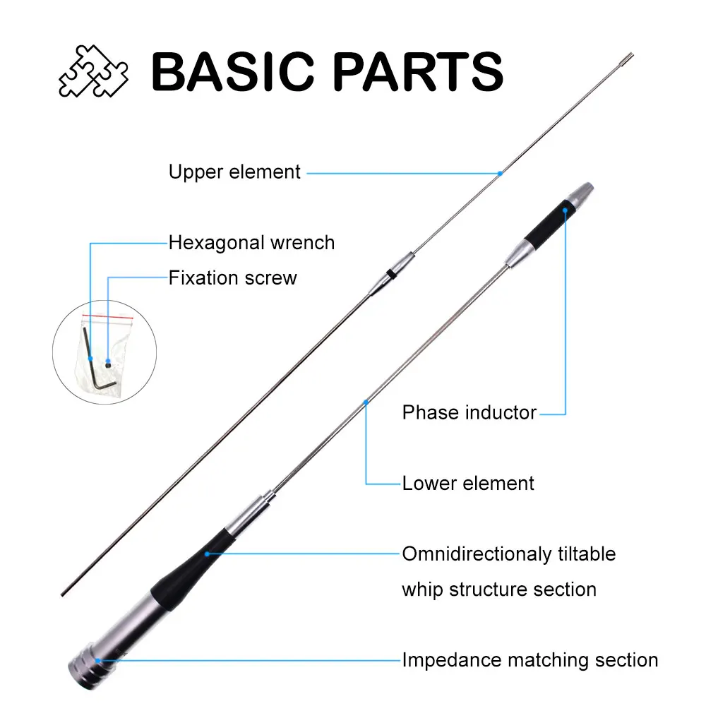 Diamant Vhf Uhf Dual Band Antenne SG7500 Auto Mobiele Antenne 144/430Mhz SG-7500 Hoge Dbi Gain Antenne Voor KT-8900D KT-8900 BJ-318