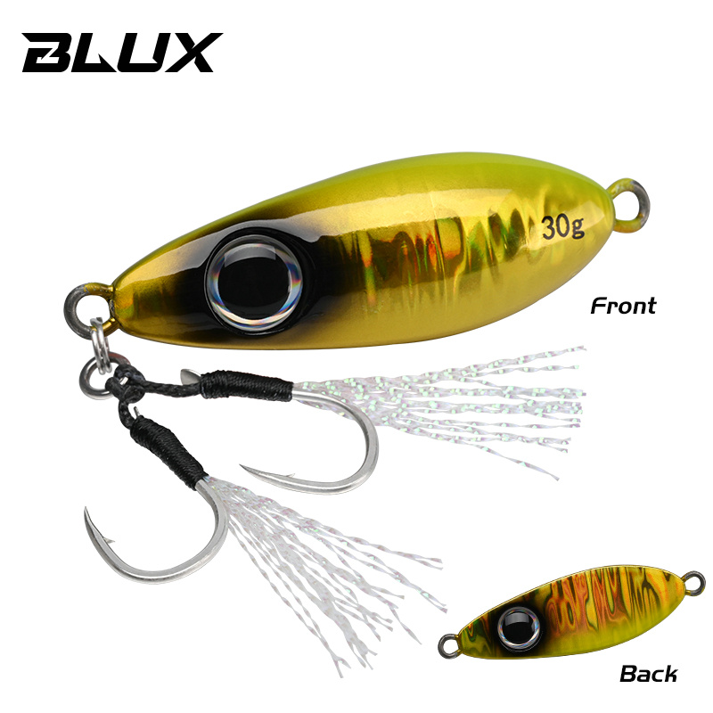 BLUX-cuchara tipo anzuelo de Metal, señuelo de pesca con cuchara, 30G, cebo Artificial, Shore, Jigging lento duro, fundición larga, lubina, atún, aparejos de agua salada: Verde