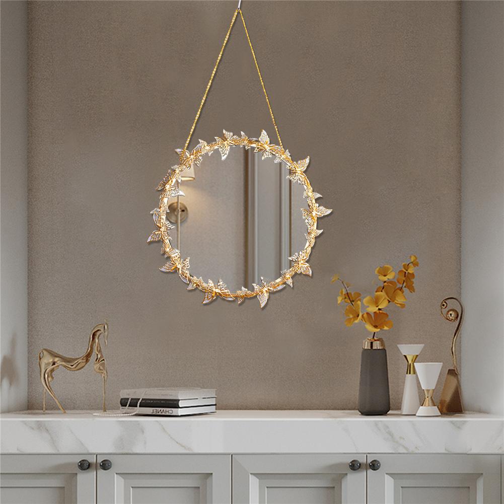 Stijlvolle Muur Spiegel Premium Gouden Vlinder Metalen Frame Opknoping Spiegel Schoonheid Vrouwen Vanity Spiegel Universele Voor Thuis Bruiloft