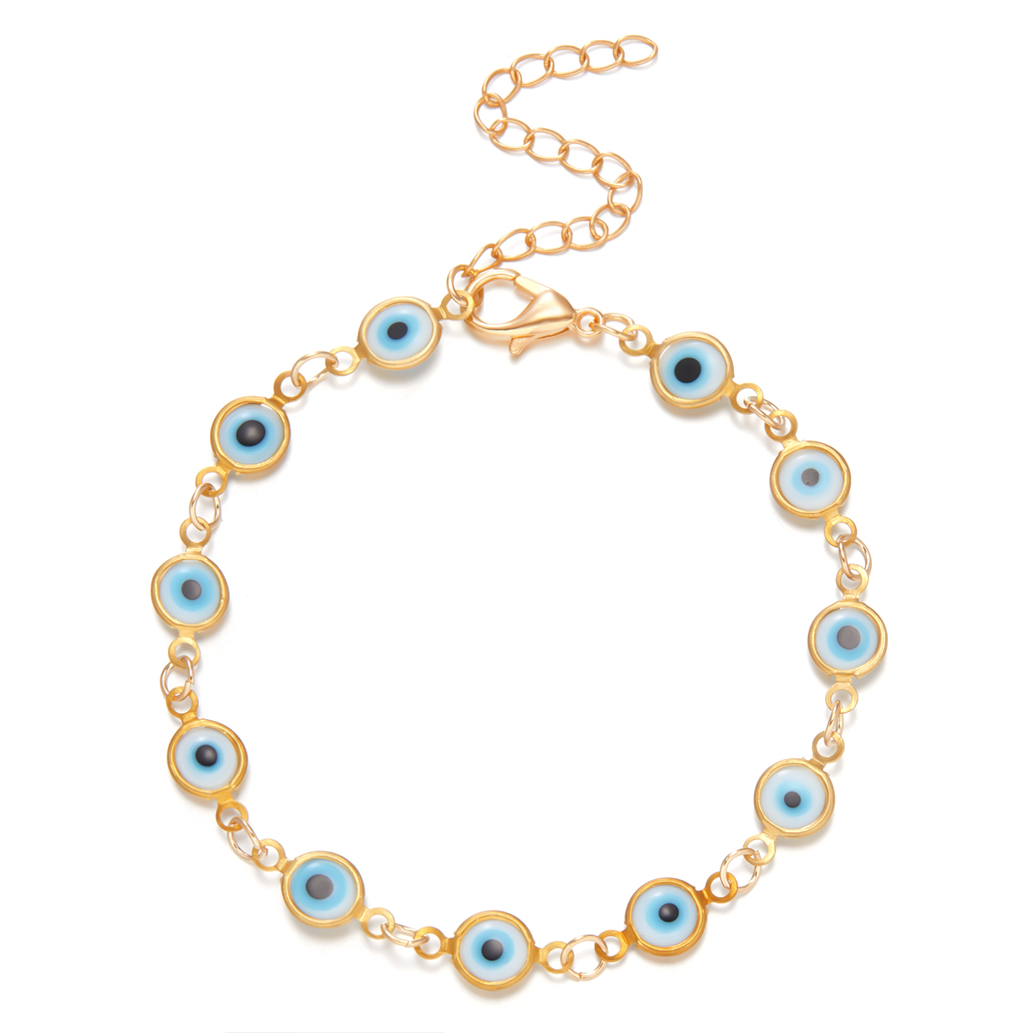 Bracelet porte-bonheur avec mauvais œil en turquie, bijoux esthétiques pour femmes, simples, tendance, réglables, à chaîne métallique: Brun rougeâtre