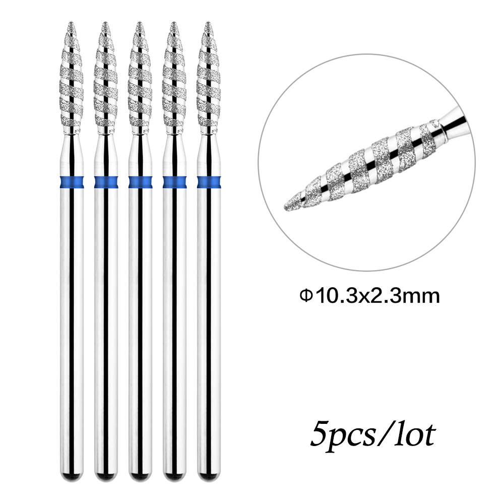 5 unids/lote brocas de diamante para uñas Tornado llama cutícula broca Pro brocas de archivo eléctrico ruso para manicura y pedicura de uñas 3/32'': Amarillo claro