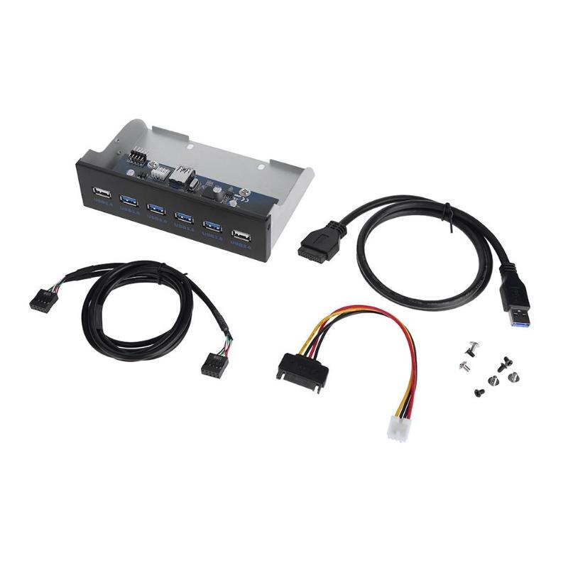 4 Ports USB3.0+2 Ports USB2.0 Desktop Front Panel Optical Drives Bay Expansion for Computer Chassis 5.25 Inch CD-ROM