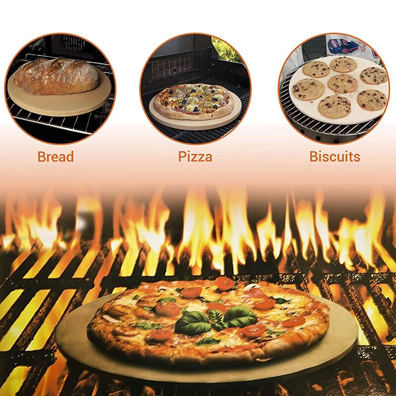 Pizza Stone 15 inch Round Baking Stone for Bread Ceramic Pizza Grilling Stones for Cooking and Baking BBQ and Grill