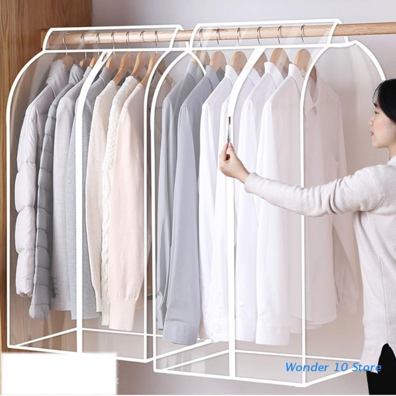 Hanging Garment Bag Clear Window Wardrobe Closet Clothes Storage Pouch Case Organizer Coat Suit Dust Cover