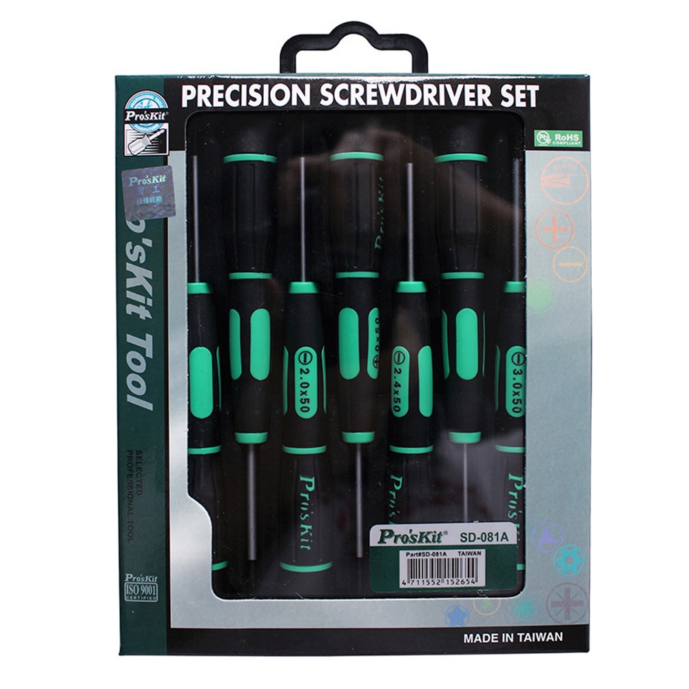 100%  originele pro'skit sd -081a 7 -delige precisieschroevendraaierset voor elektronica, telefoonreparatie