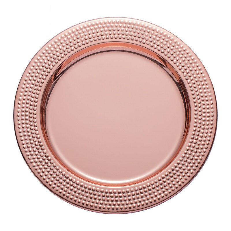 BENBU Stainless Steel Plating Dinner Plates Thanksgiving Christmas Restaurant Party Dinnerware Tableware Dishes Fruit Tray 11.8": Rose Gold