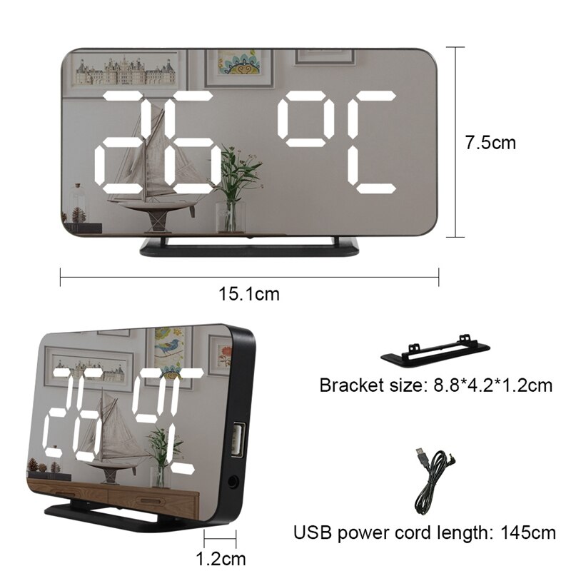 6 Inch Dimmable LED Sn Digital Clock for Bedroom,Lightweight Smart Double Number Alarm Clock with Snooze Function