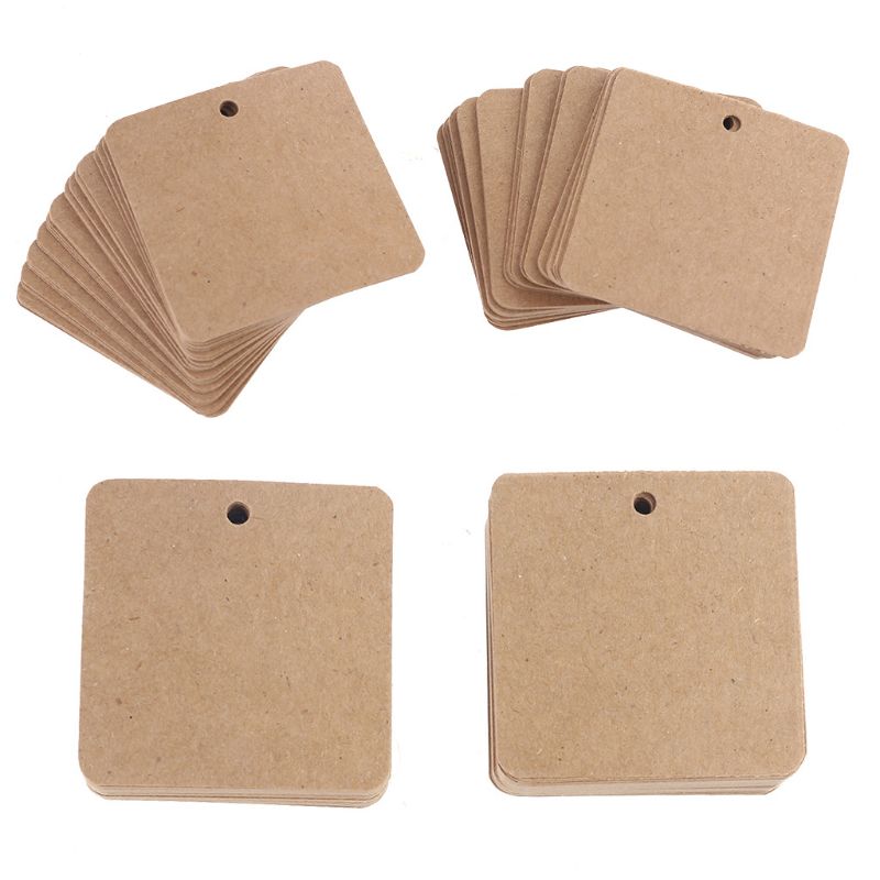 100pcs Blank Square Kraft Paper Hang Tags Wedding Grandado