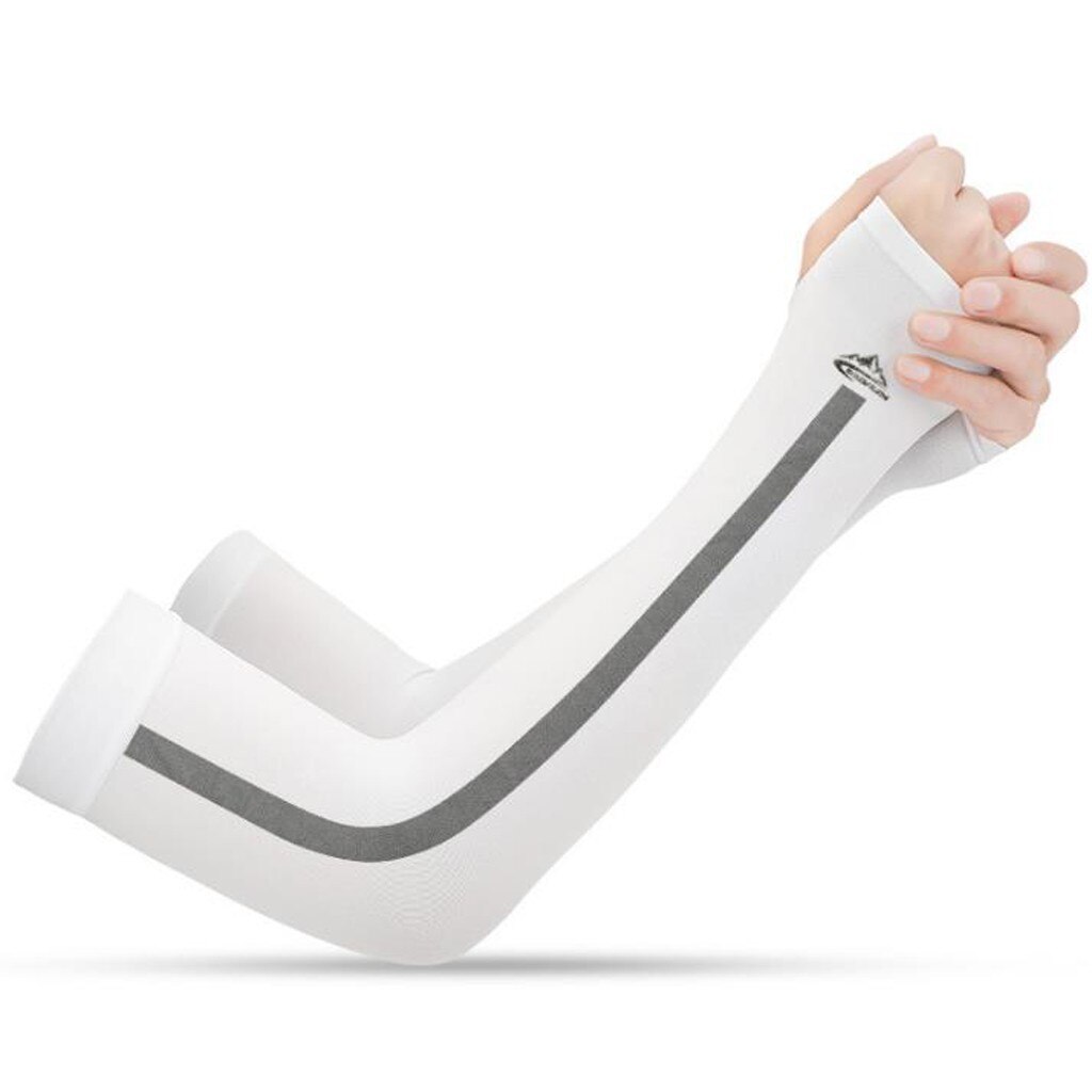 Manchon de Compression de bras de sport basket-ball cyclisme bras plus été en cours d'exécution Protection UV volley-ball bandes de Protection solaire manchon de manchette: White 