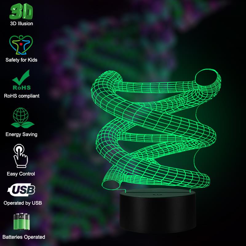 VCity Spiraal DNA 3D LED Nachtlampje Tafellamp USB... – Grandado