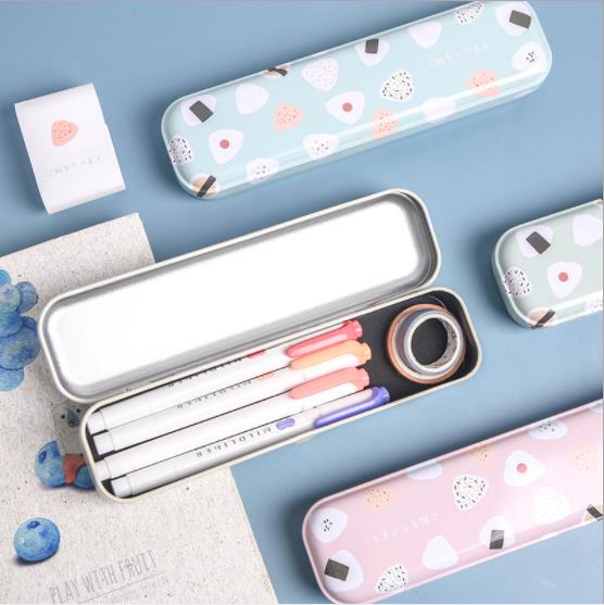 1Pcs Cartoon Koreaanse Kleine Metalen Etui Studenten Stationair Leuke Pennenbakje School Kantoorbenodigdheden