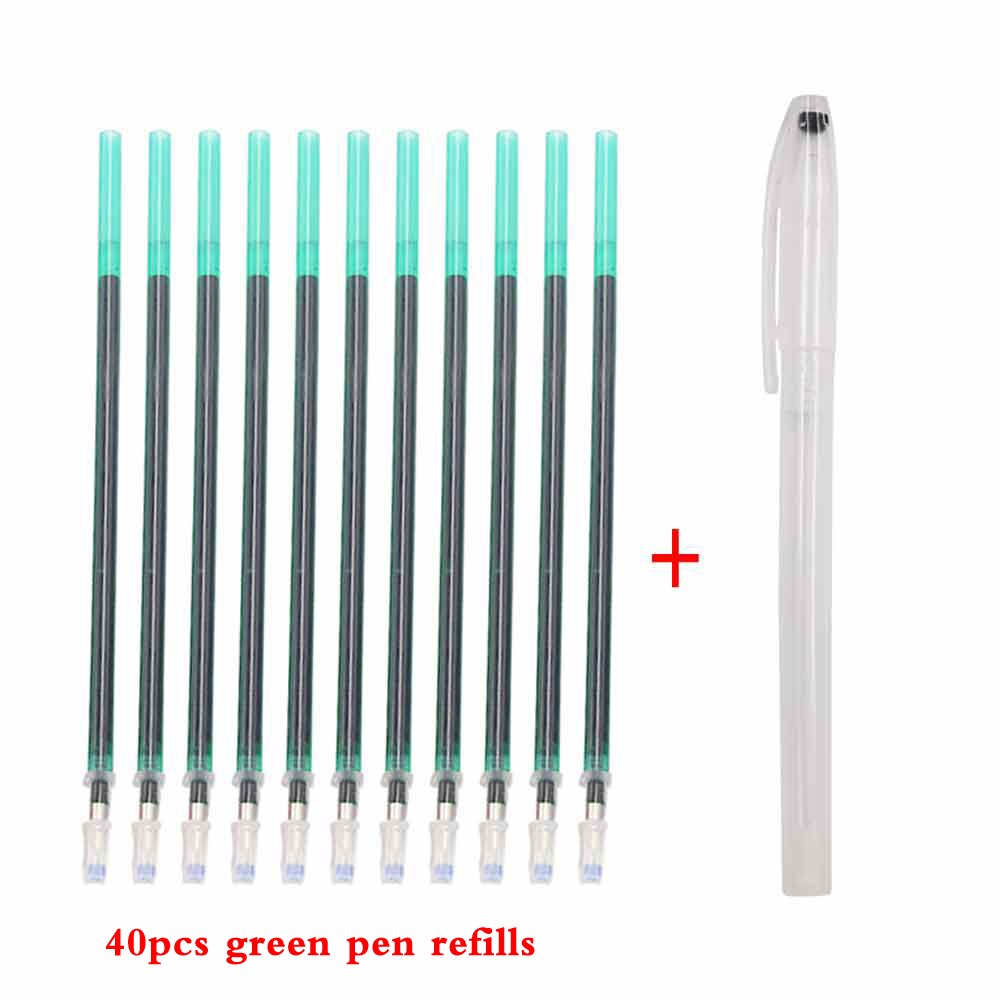 40pcs Embroidery Water Erasable Pen Refills Fabric Marker Cross Stitch Water Soluble Pens for DIY Patchwork Sewing Tools: 40pcs green