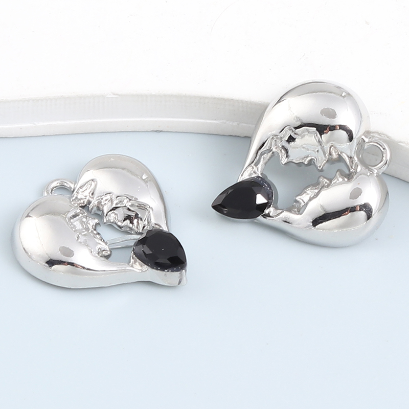 5 stks Mode Hart Cherry Cross Emaille Bedels Y2K Stijl Dark Gothic Hangers Voor Maken Handgemaakte DIY Bevindingen Sieraden: Rose Goud Kleur