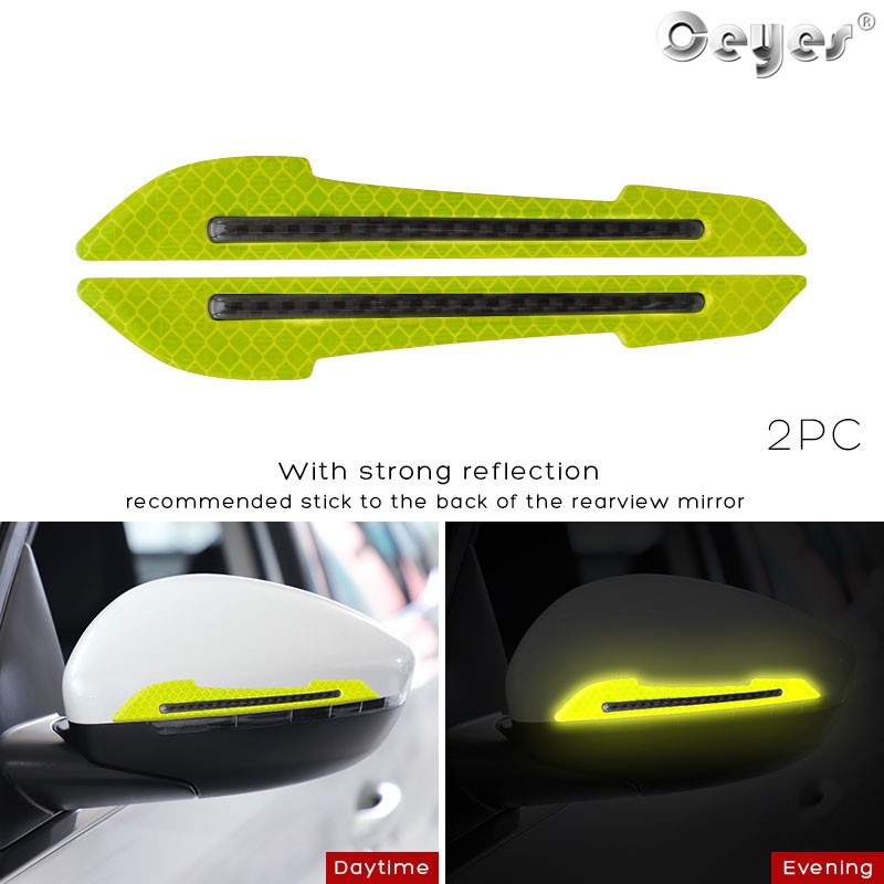 Decorations Car Rearview Mirror Anti-collision Warning Strip Car Reflective Warning Stickers Car Reflective Strips: green