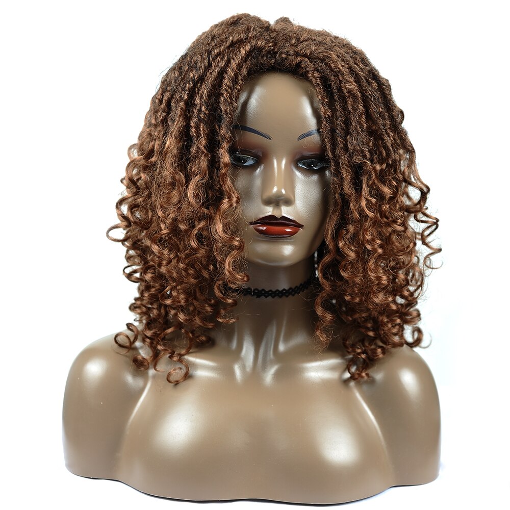 Goddess Faux Locs Crochet Hair Wig Long Dread lock Wigs for Black Women Natural Synthetic Crochet Curly Locs Braided Wigs Brown: #30