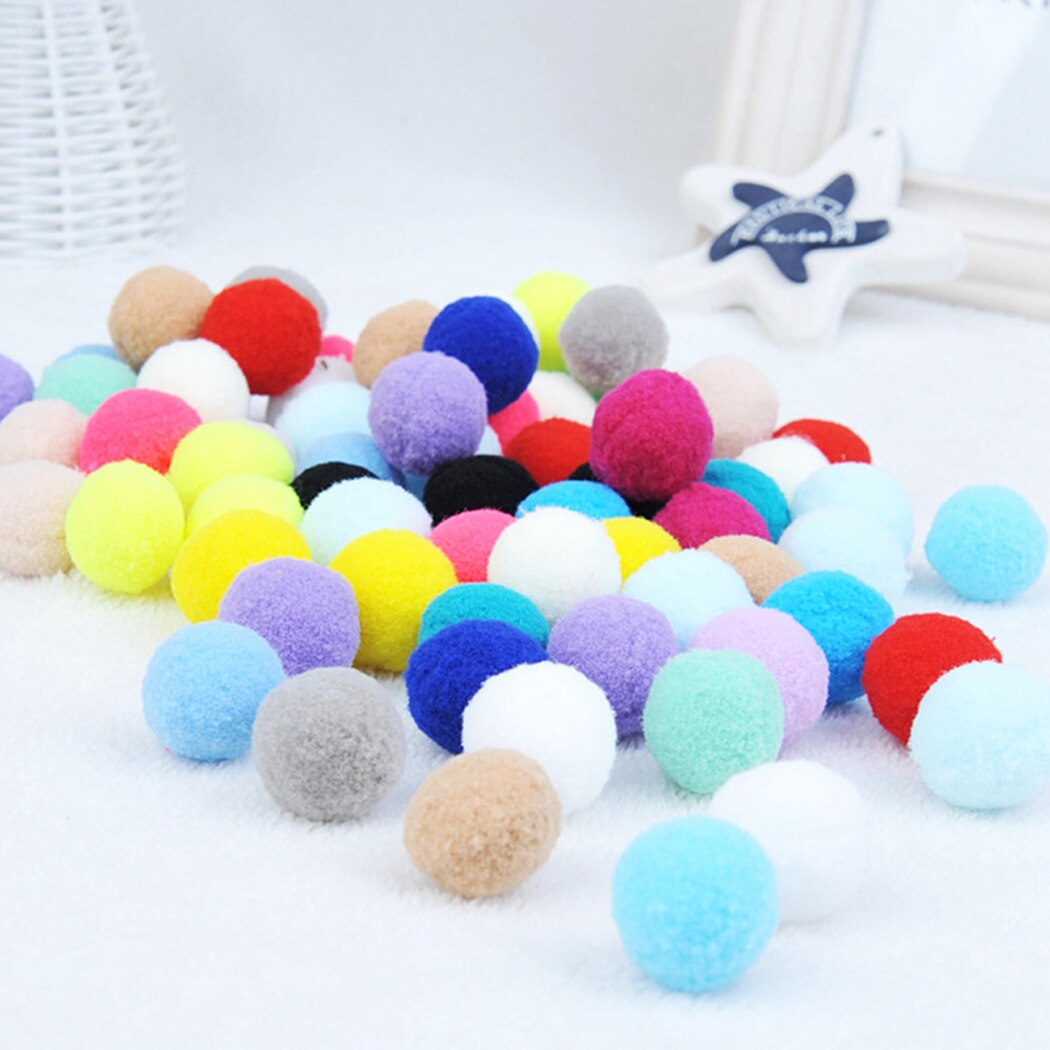 60 stk søte morsomme katteleker stretch plysj ball katt leke ball fargerik interaktiv katt pom pom katt tyggeleke