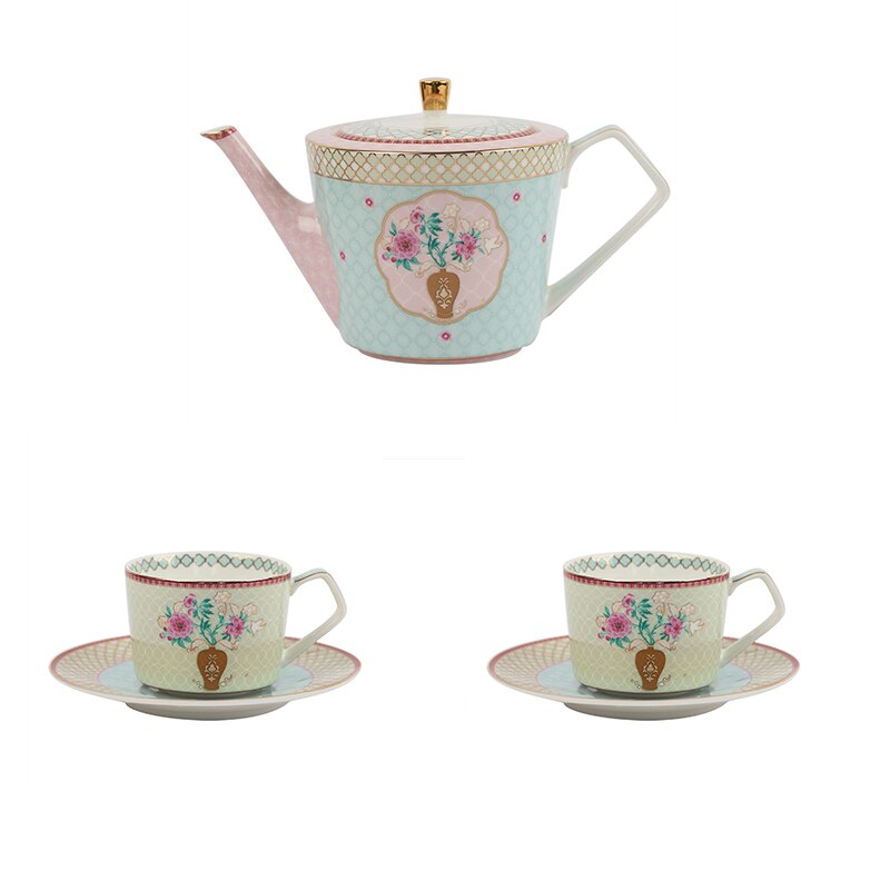 Luxury Tea Coffee Cup and Saucer Set Tea Porcelain Tea Coffee Cup Set Ceramic Espresso Tazza Home Drinkware AB50SX