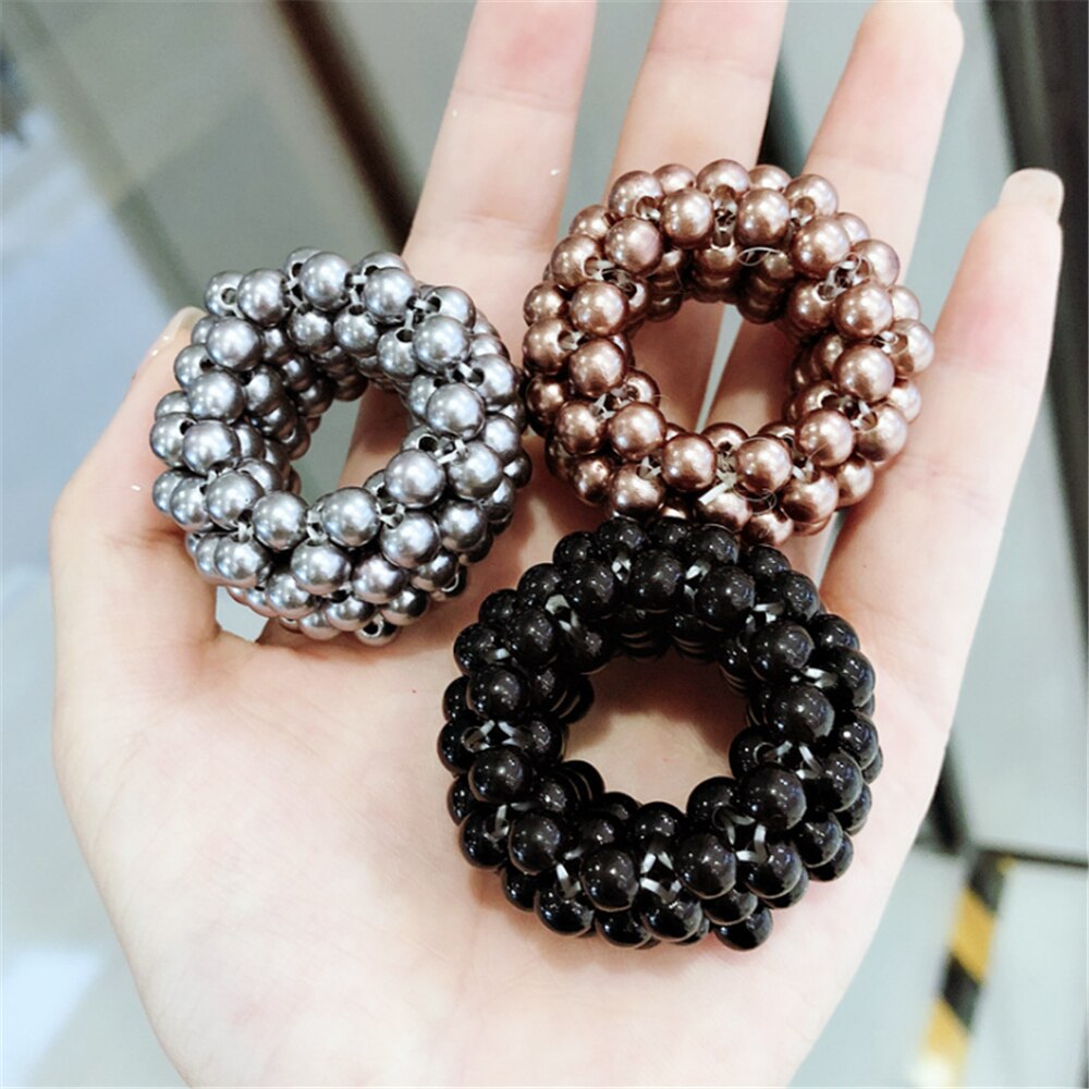 Accesorios coreanos para el cabello para mujer, perla de imitación, coletero de goma, cuerda de cabello elástico de