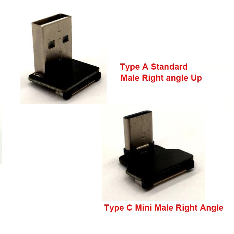 5 to 80 Cm Flat ribbon usb metal cable 90 degree Mini Type C Male to Male Type A Right Angled UP ffc ultra thin cable