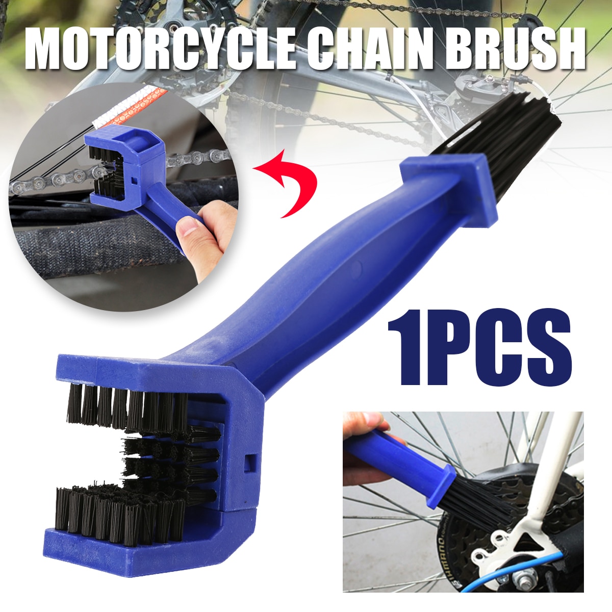 Portable Bicycle Chain Wheel Cleaner Bike Chain Scrubber Wash Tool Mountain Cycling Cleaning Kit Outdoor Accessory Blue