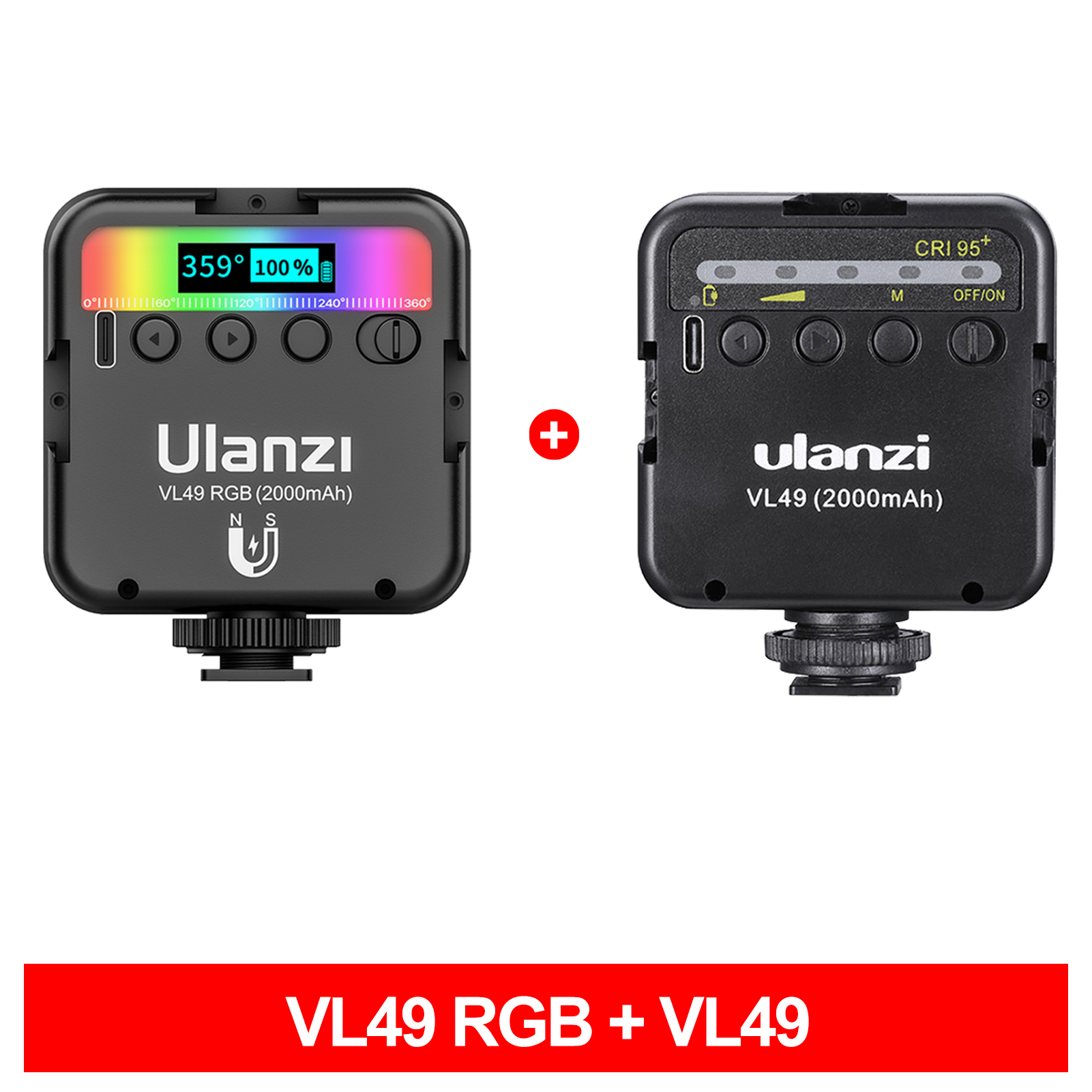 Ulanzi VL49 RGB Video Lichter Mini LED Kamera Licht 2000mAh Rechargable LED Tafel Lampe für Live Streming Foto Video beleuchtung: VL49 VL49RGB