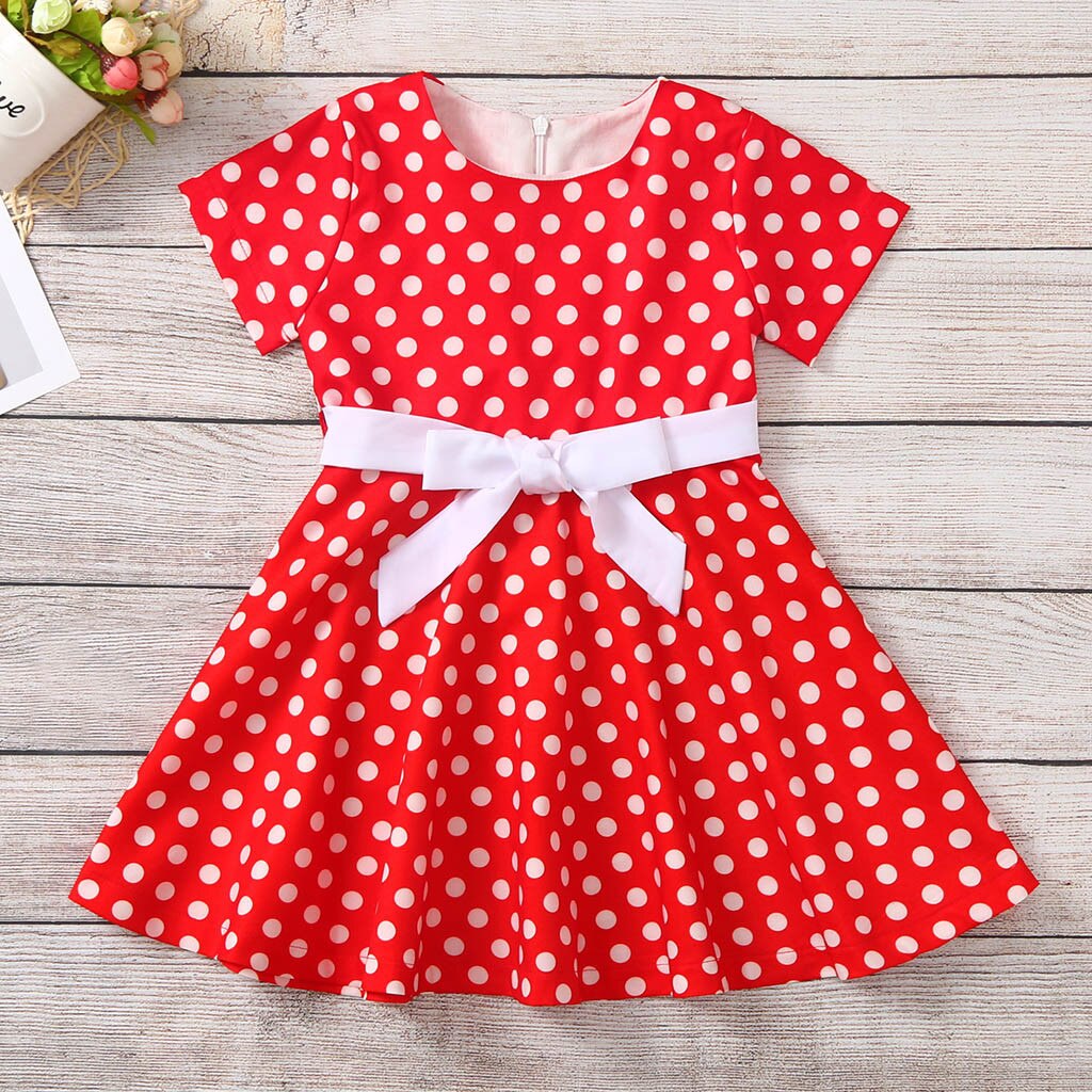 40# Kids Girls Vintage Dress Polka Dot Princess Swing Rockabilly Party Dresses Kids Girls Children's Clothing Платье Для Девочки