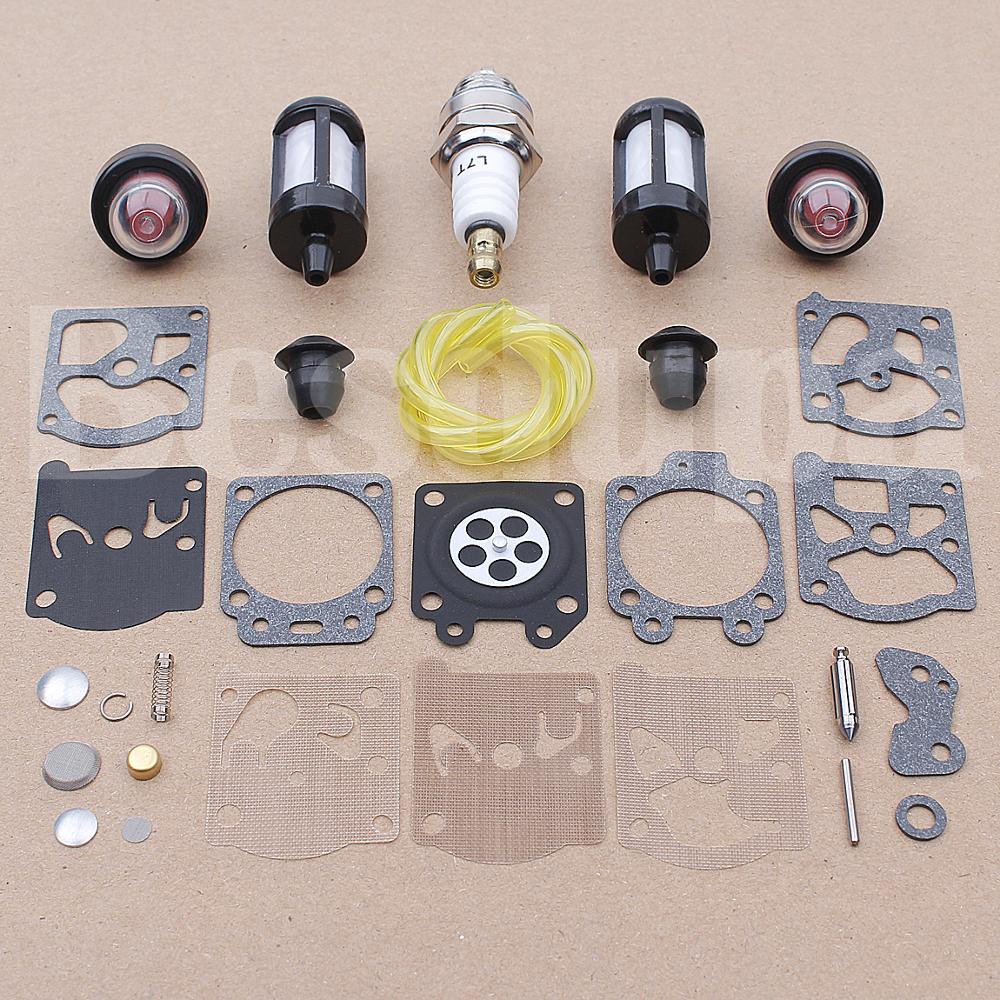 Carburetor Repair Fuel Filter Line Kit For Stihl FS36 FS40 FS44 Trimmer Engines Parts w Primer Bulb Spark Plug