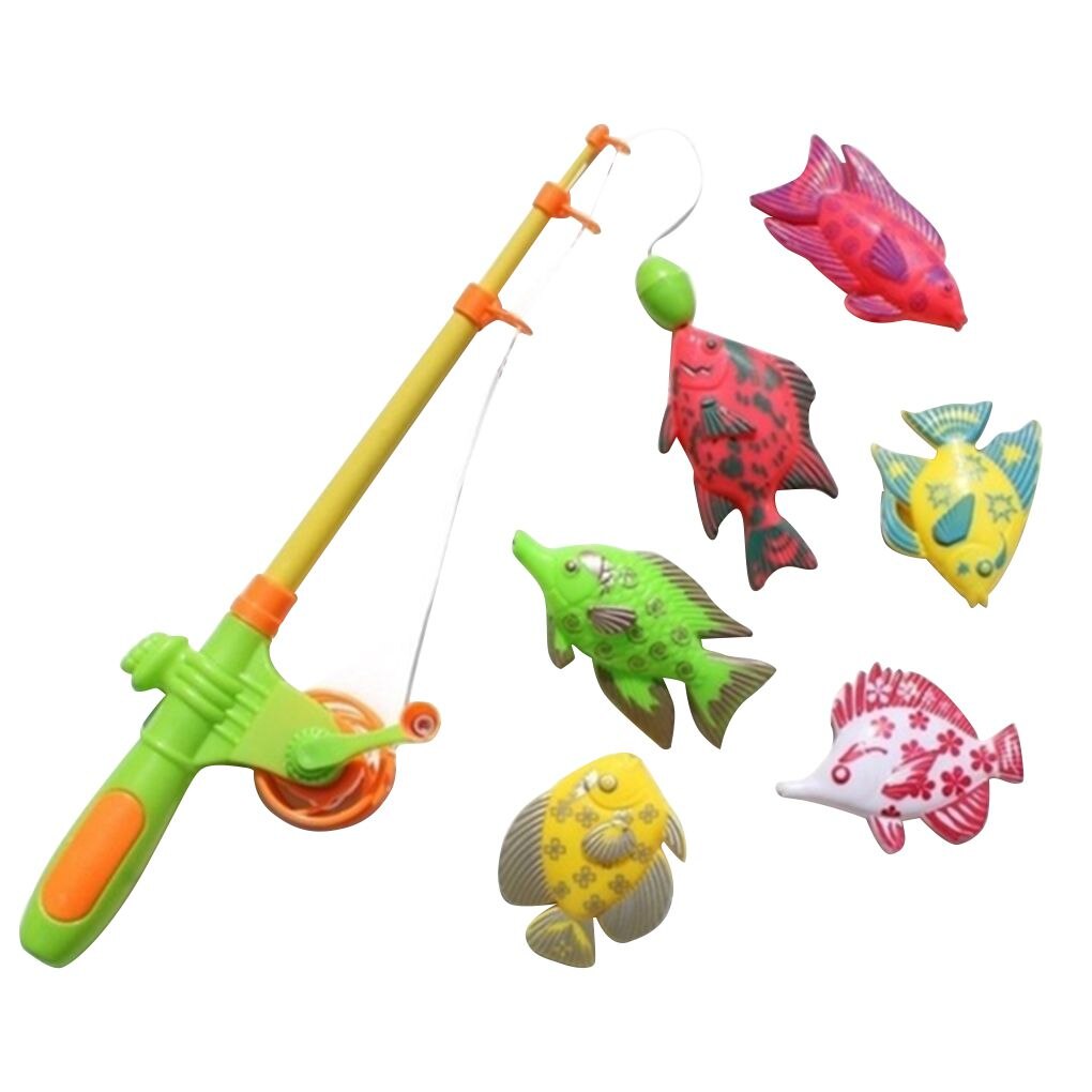 7 st/set barn pojke flicka fiske leksak set kostym lekvatten baby leksaker fisk kvadrat för barn pojke flicka fiske leksak