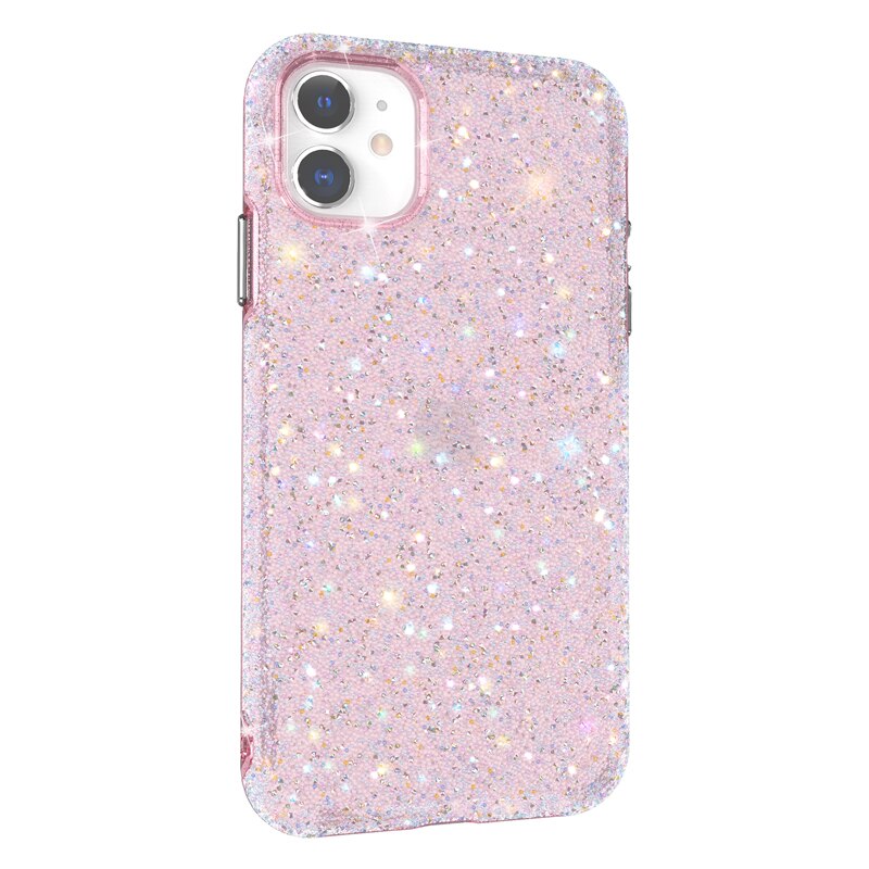 Diamond Case on For iPhone 12 Pro Max iPhone12 11 Pro Max 11 Cases Luxury Sparkle Glitter Diamond Crystal Rhinestone Bling Cover: For iPhone 11 / Pink