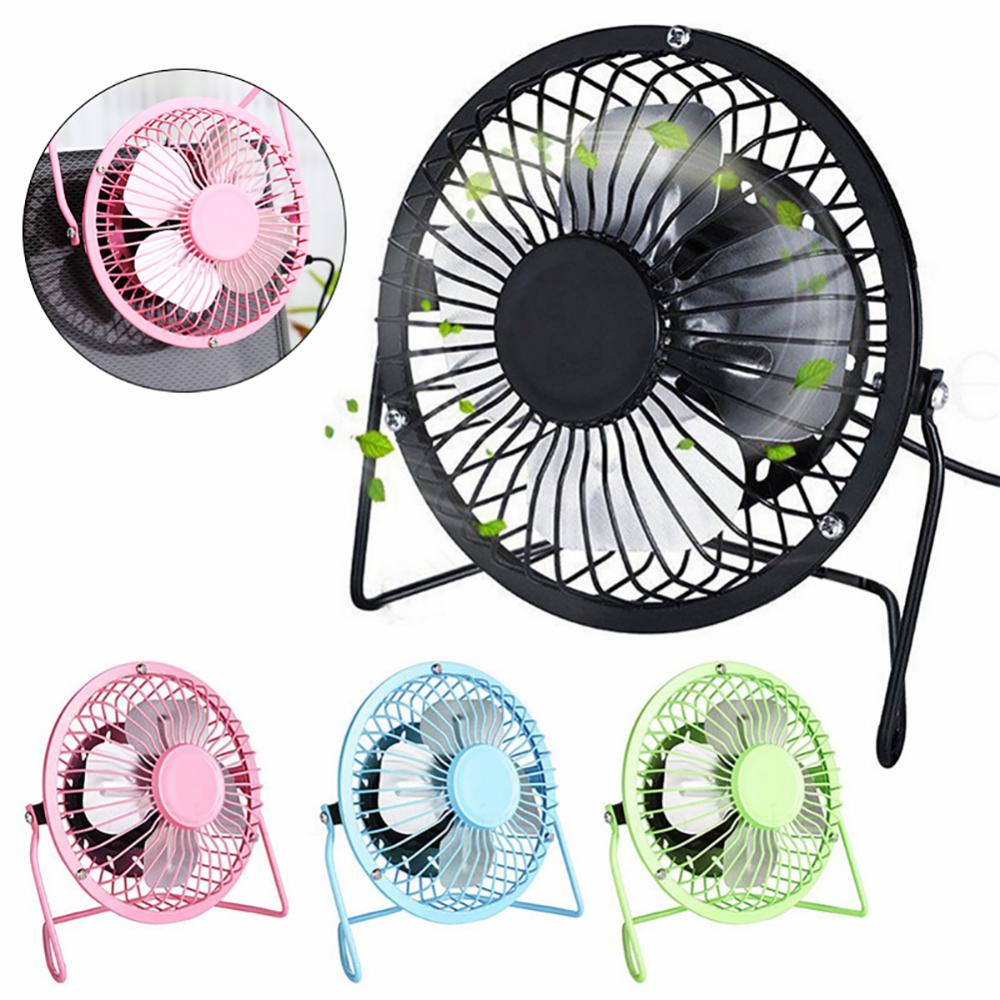 USB Fan 4 inch Portable USB Charged Metal Mute Table Cooling Fan Home Office Air Cooler