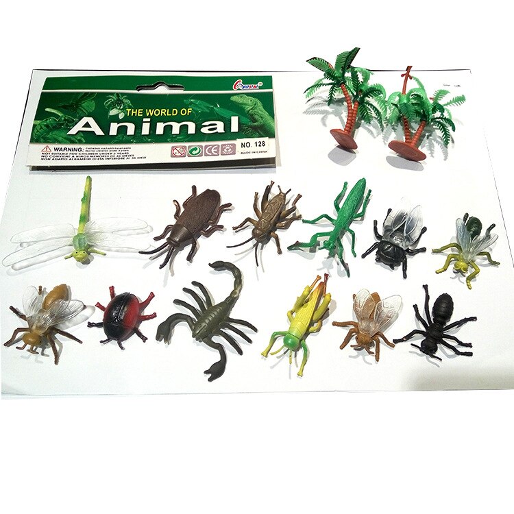 12 Pcs Animal Dinosaurus Model Ornamenten Wilde Bos Simulatie Dier Scène Accessoires Kinderspeelgoed: insect