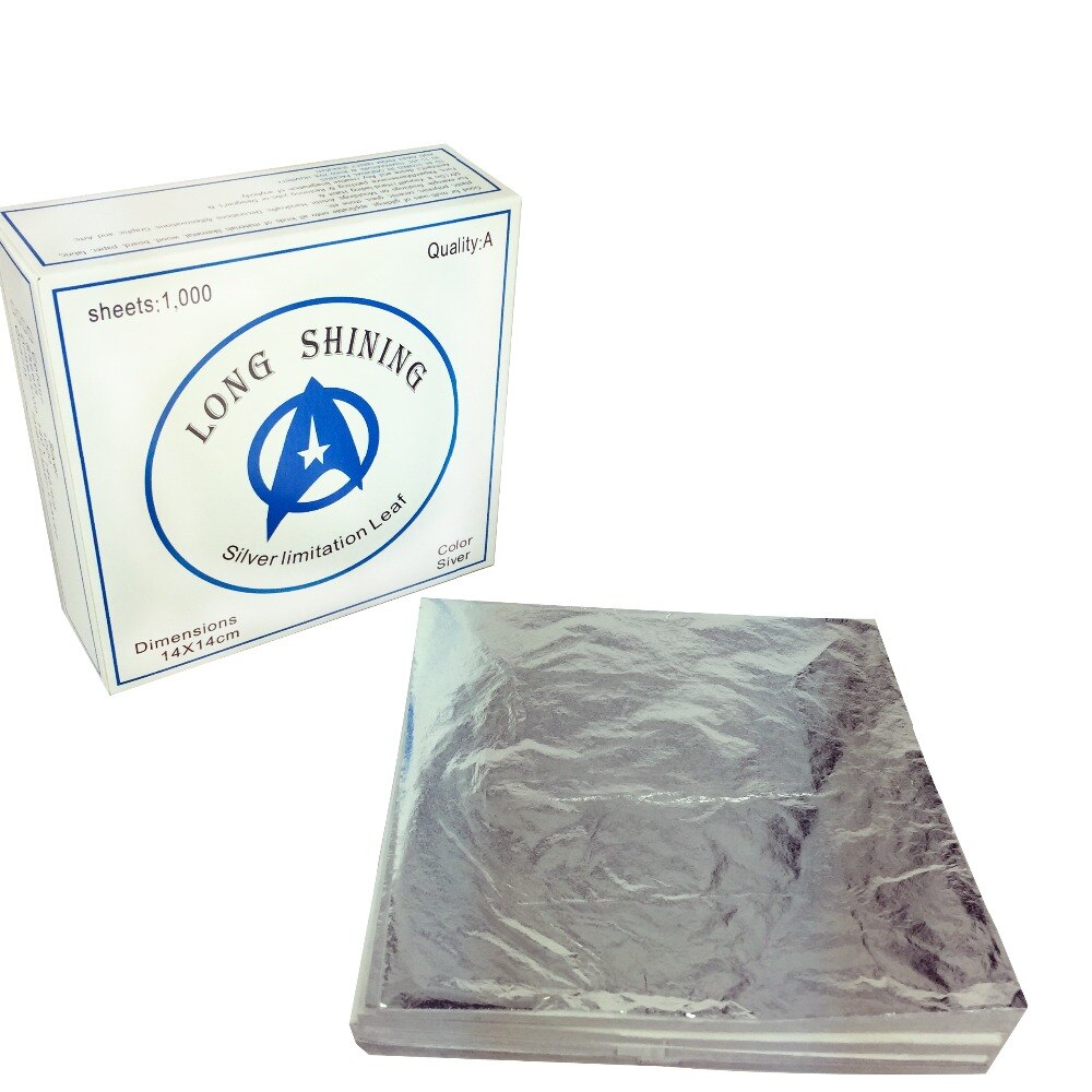 Imitatie Zilveren Blad Vergulden Aluminiumfolie Vellen-1000 Vellen Art Craft Papier Zilver Folie Bladeren Voor Vergulden