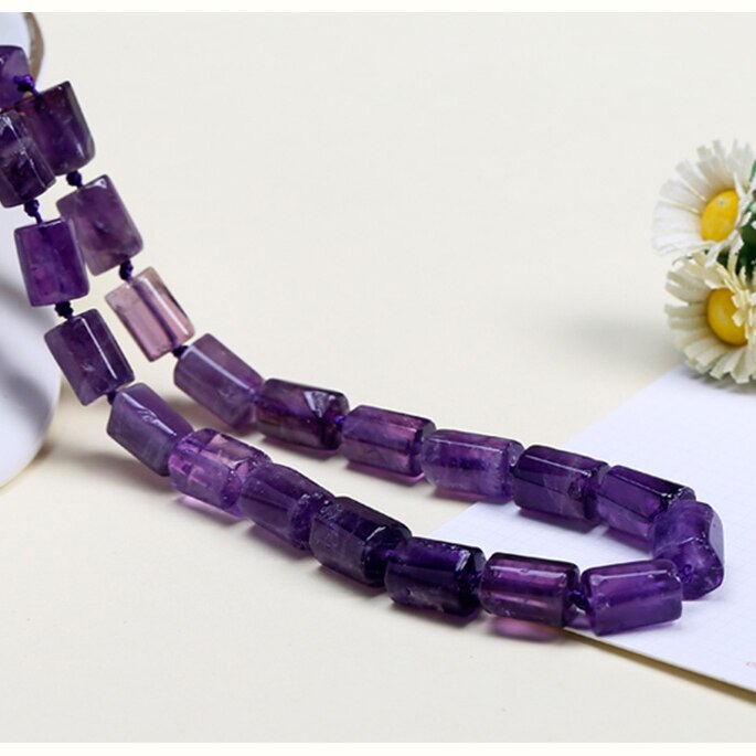 Natural Stone Faceted Cylinder Shape Loose Beads For Jewelry Making Diy Accessories: Amethyst