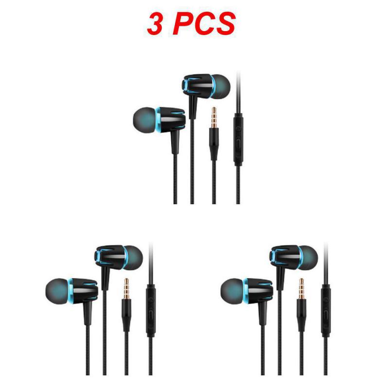 Universal 3.5mm trådade brusreducerande stereo in-ear hörlurar telefon headset med mikrofon för android telefon pc musik samtal tillbehör: Guld-