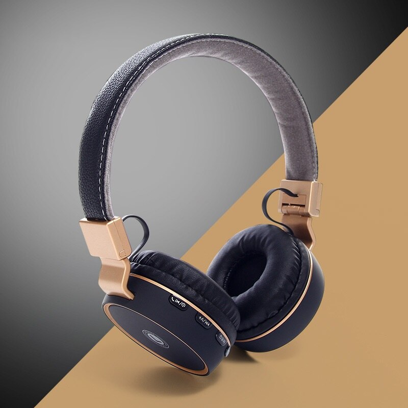 Gold colors Bluetooth Headphones Wireless Stereo Headsets earbuds with Mic TF Card for Girls Xiaomi Huawei: black gold