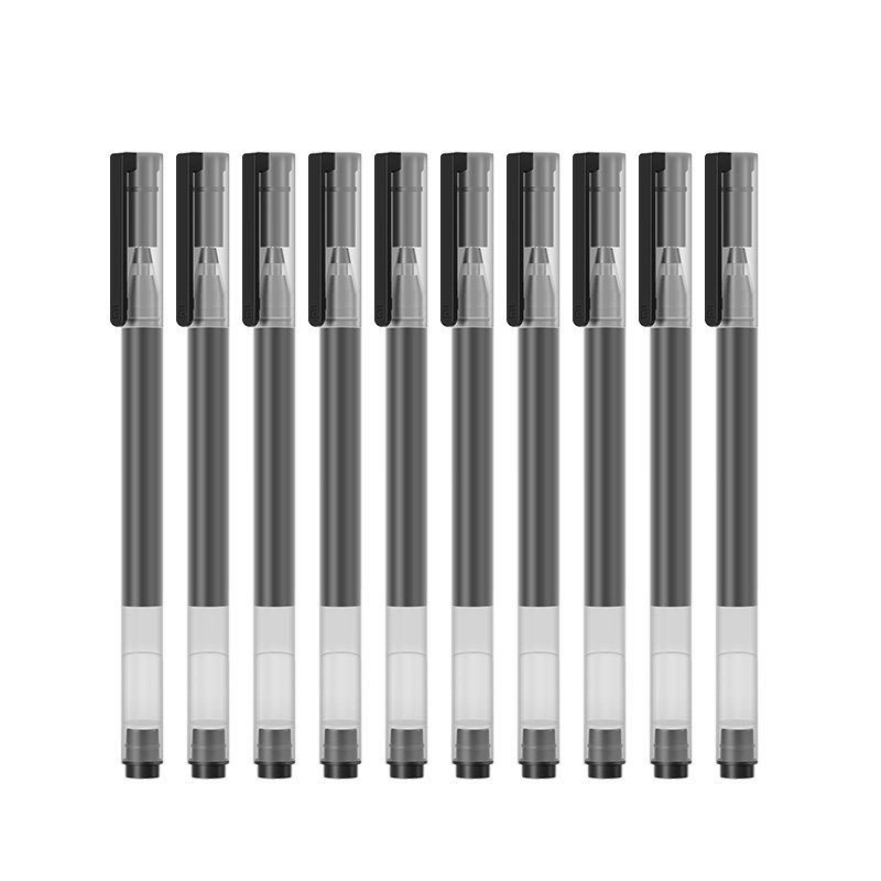 Xiaomi super holdbar skrivetegn pen 0.5mm gel pen underskrivning penne glat schweiz refill rød sort blæk pen kuglepen: 10 stk sort