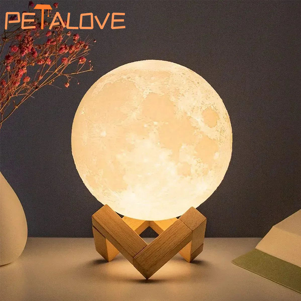luz de luna atmósfera romántica decoración de la habitación luz suave cálida acompañar la lámpara de noche de cumpleaños pila de botón: Azul