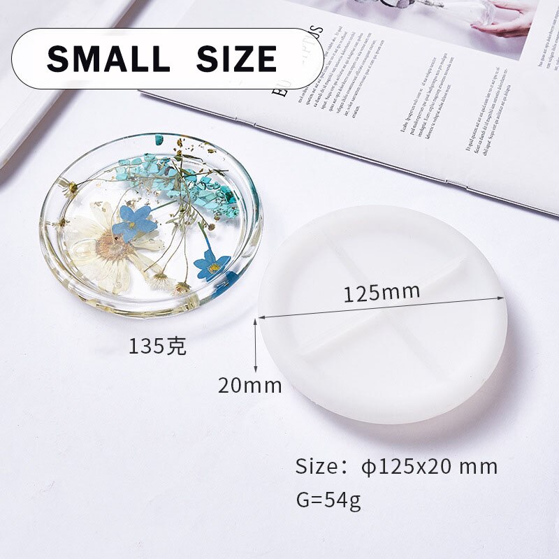 Mold Round Plate Coaster Flexible Silicone Mold Epoxy Resin for Craft Clay Resin Molds Plaster Diy Epoxy Resin Making Tool: Small Size