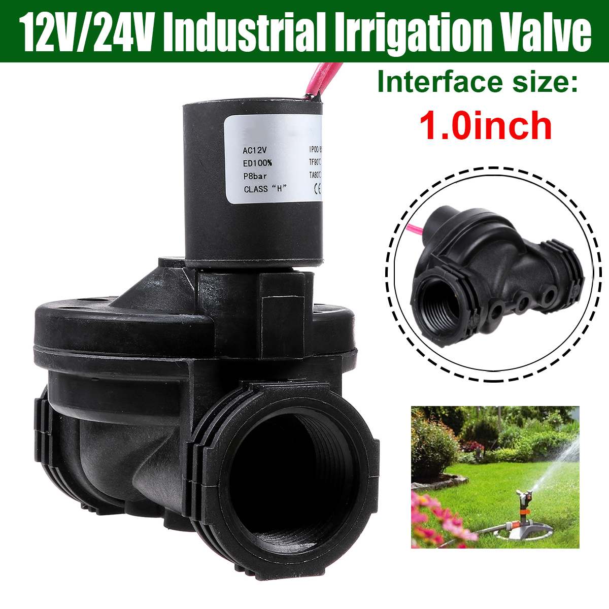 1" Industrial Irrigation Valve 12V/24V AC Solenoid Valves Agriculture Irrigation Plumbing Garden Controller for Yard Water Timer