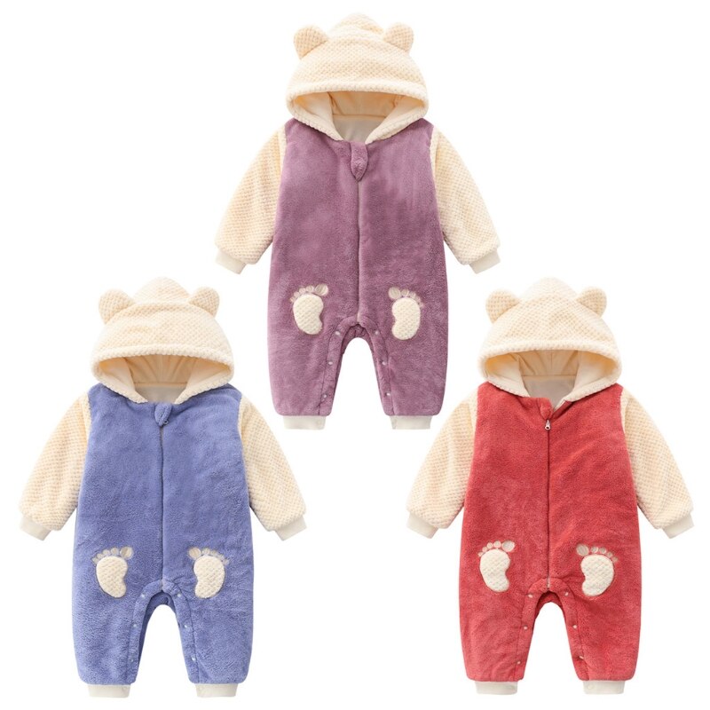 Baby Hoodie Romper Lange Mouw Herfst Winter Pasgeboren Kostuum Outfits Baby Jongens Meisjes Jumpsuit