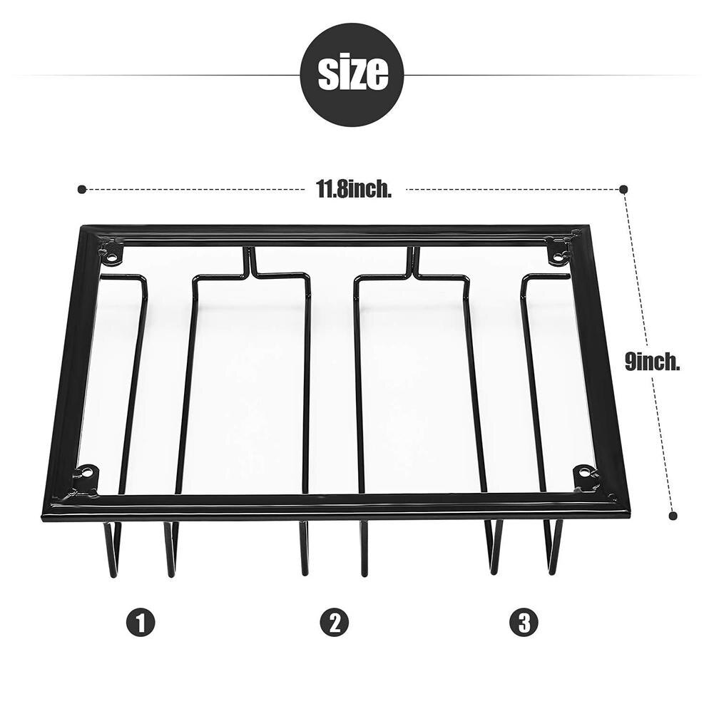 Durable Wine Glasses Holder Bartender Stemware Hanging Rack Under Cabinet Stemware Organizer Glass Goblet Iron Rack Bar Tool